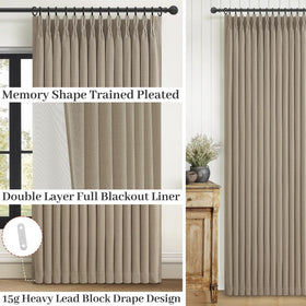 PleatedDrapes 400 GSM linen blend fabric enhances insulation and sound dampening.