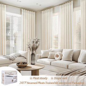 PleatedDrapes hanging options include hooks and rings for flexible installation