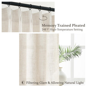 PleatedDrapes thick linen blend offers privacy while letting ambient light flow through