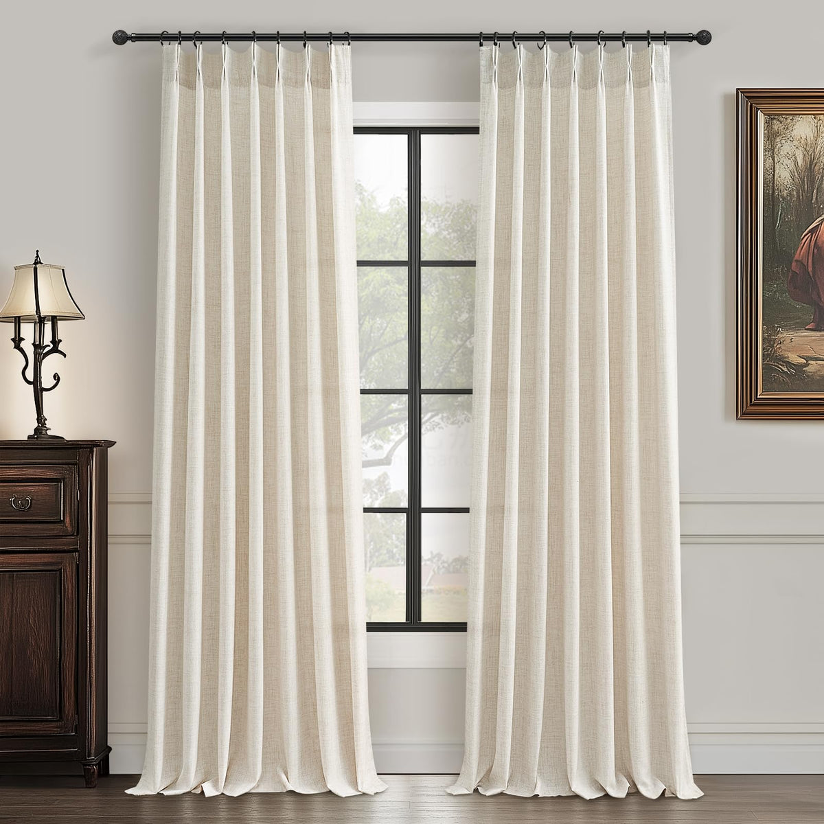 PleatedDrapes cream ivory textured curtain with elegant pleats for light diffusion