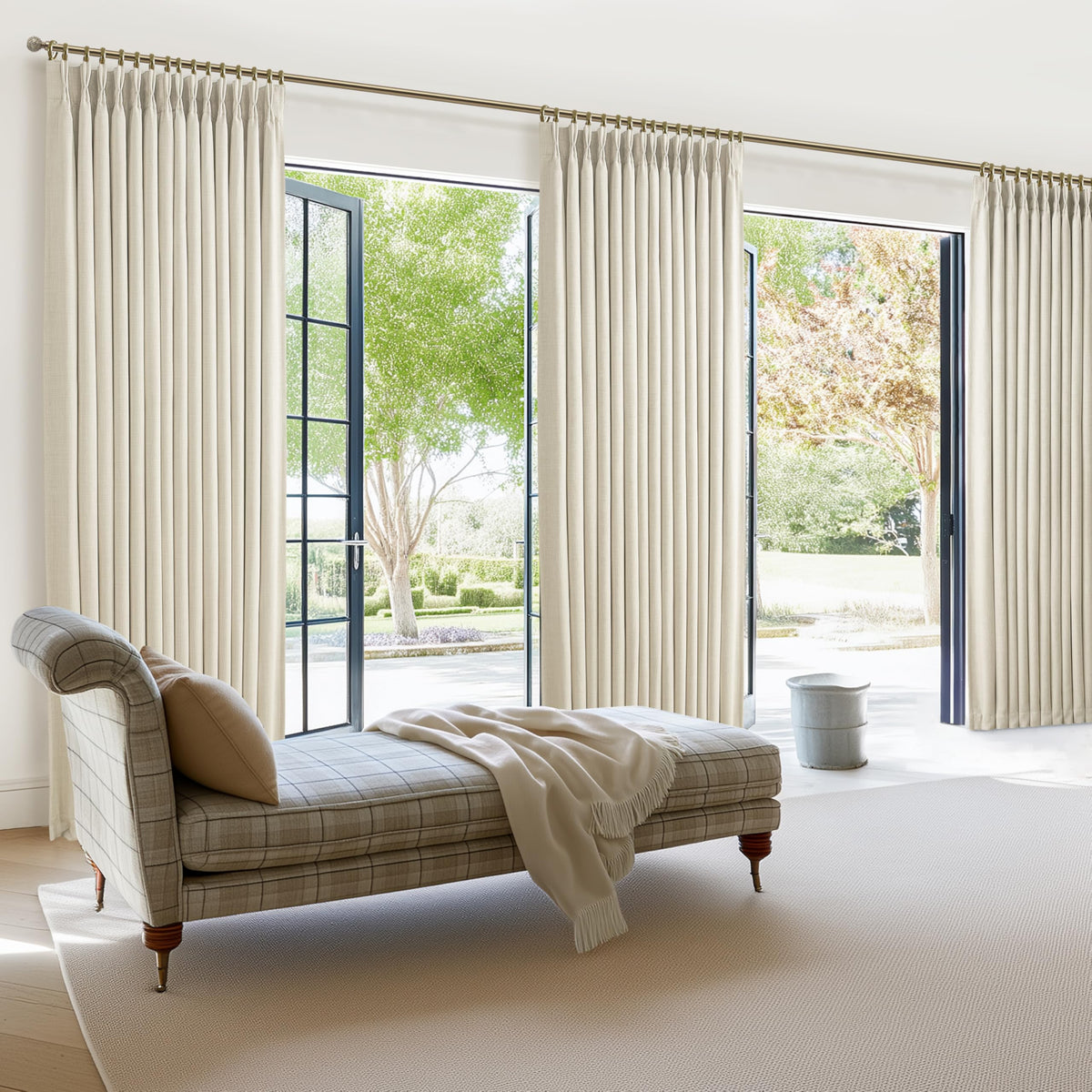 PleatedDrapes room ambience enhanced by rich fabric and color