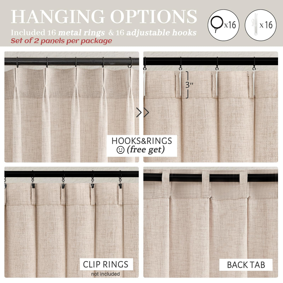 PleatedDrapes two-panel set 40x96 inch coverage for medium windows.