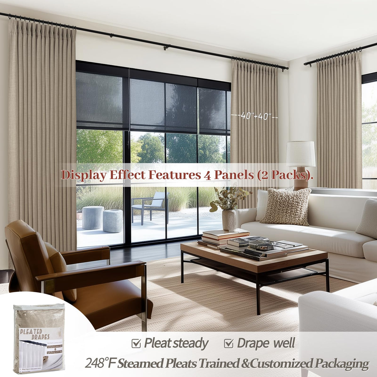 PleatedDrapes weighted bottom hem helps fabric drape smoothly.