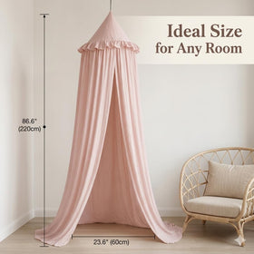 PlentiVive bed canopy cascading ruffles adds romantic decor to a girl's room.