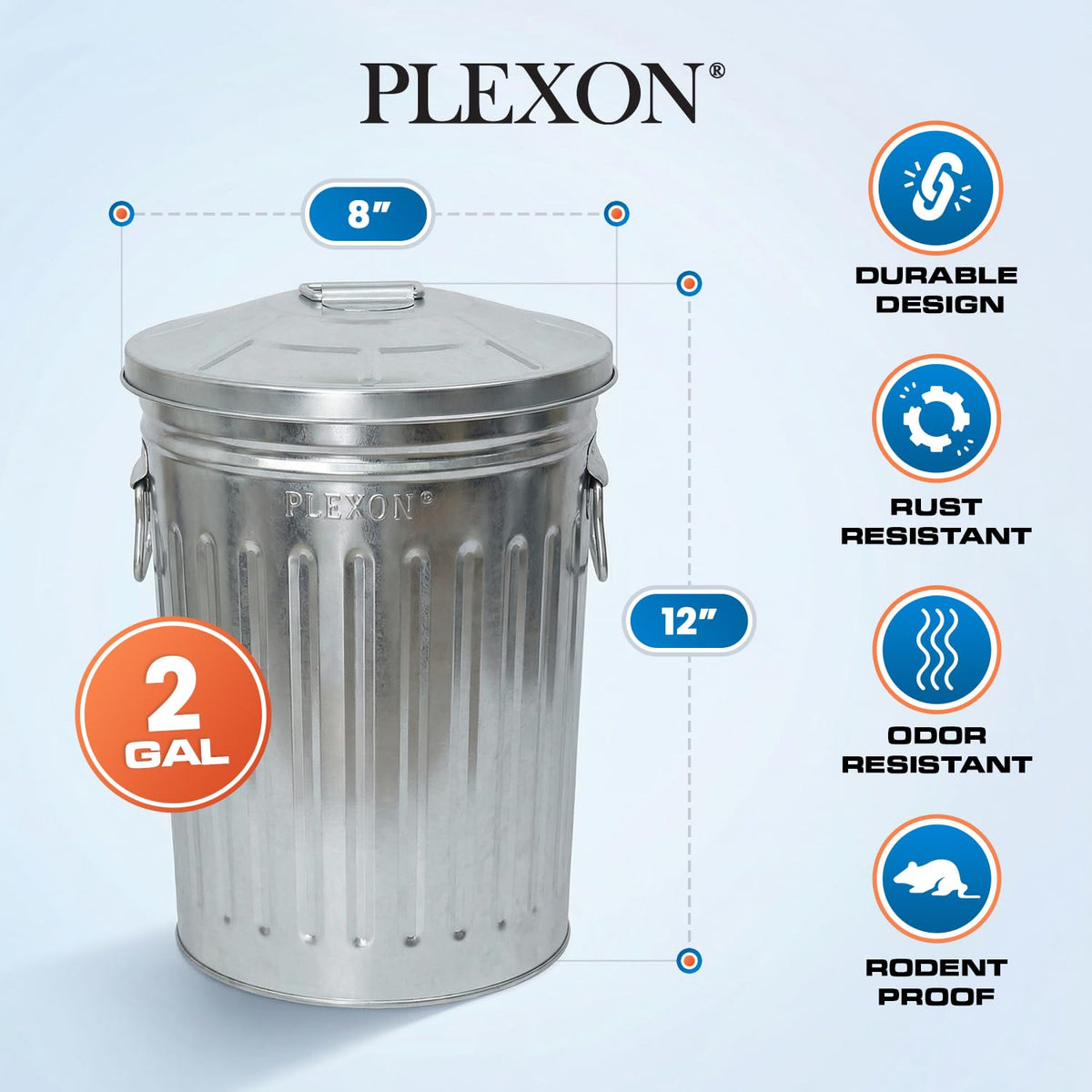 Plexon bedroom trash bin blends with industrial decor.