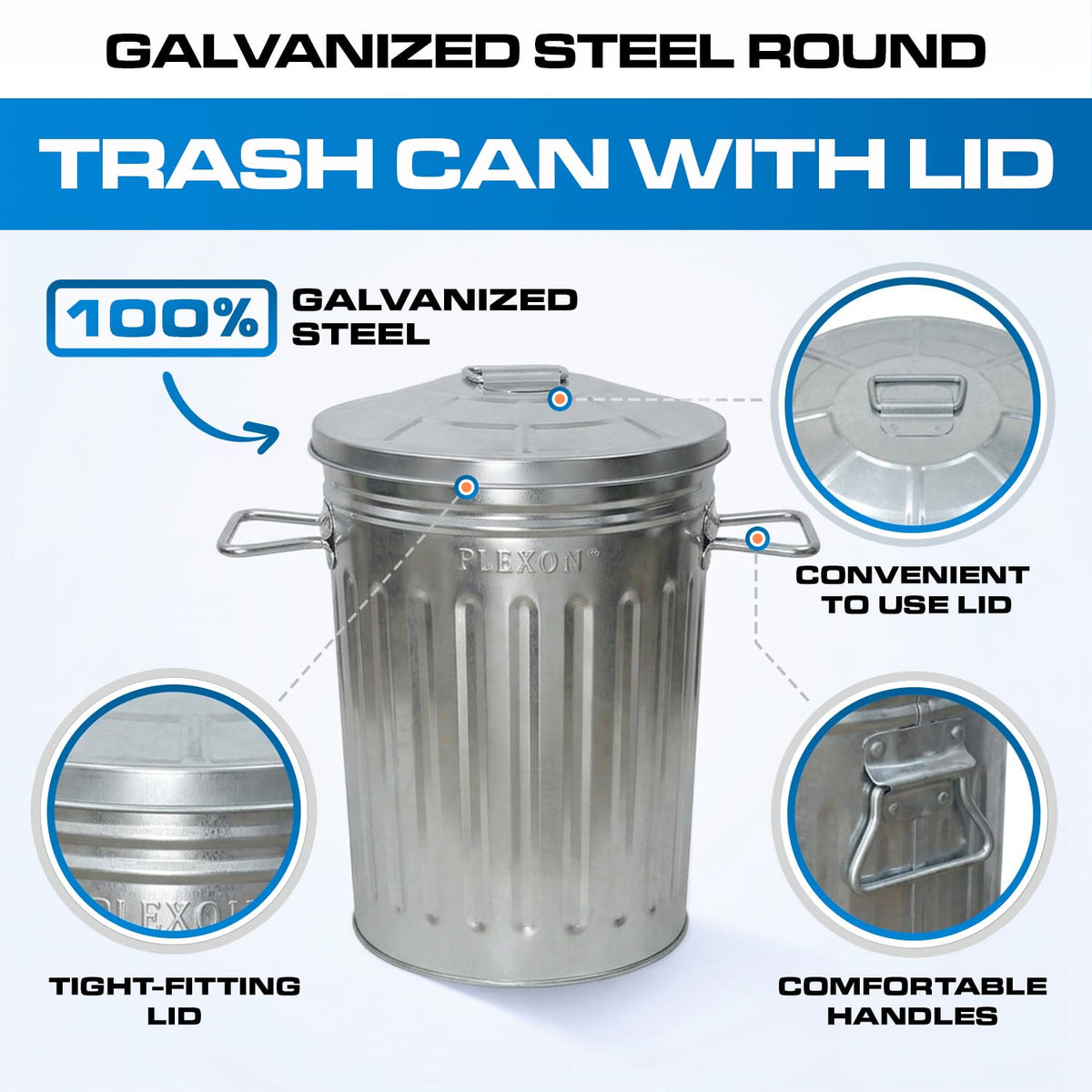 Plexon compact garbage can with lid for daily use.