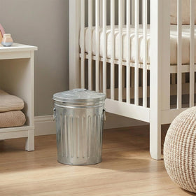 Plexon office desk trash bin with lid for tidy workspaces.
