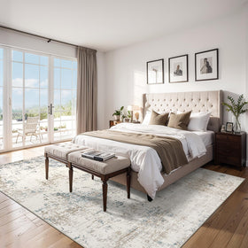 PLHXFR rug with non-slip backing prevents shifting on hard floors