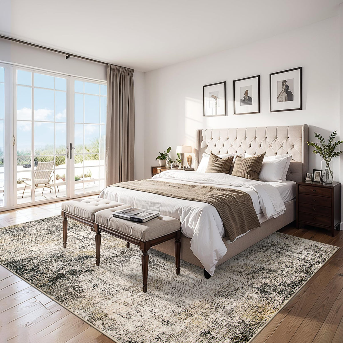 PLHXFR 8x10 rug non-slip backing improves safety on hard floors