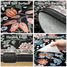 PLHXFR 8x10 floral rug in home office adds warmth while staying durable.