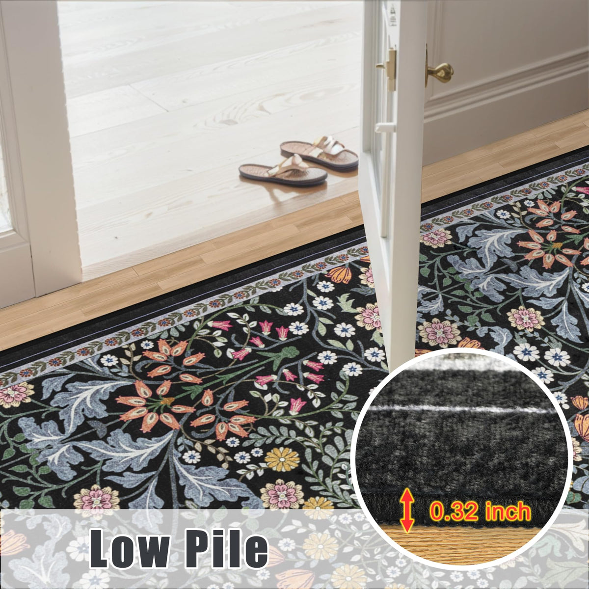 PLHXFR 8x10 floral rug is machine washable for quick refreshes.