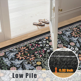 PLHXFR 8x10 floral rug is machine washable for quick refreshes.