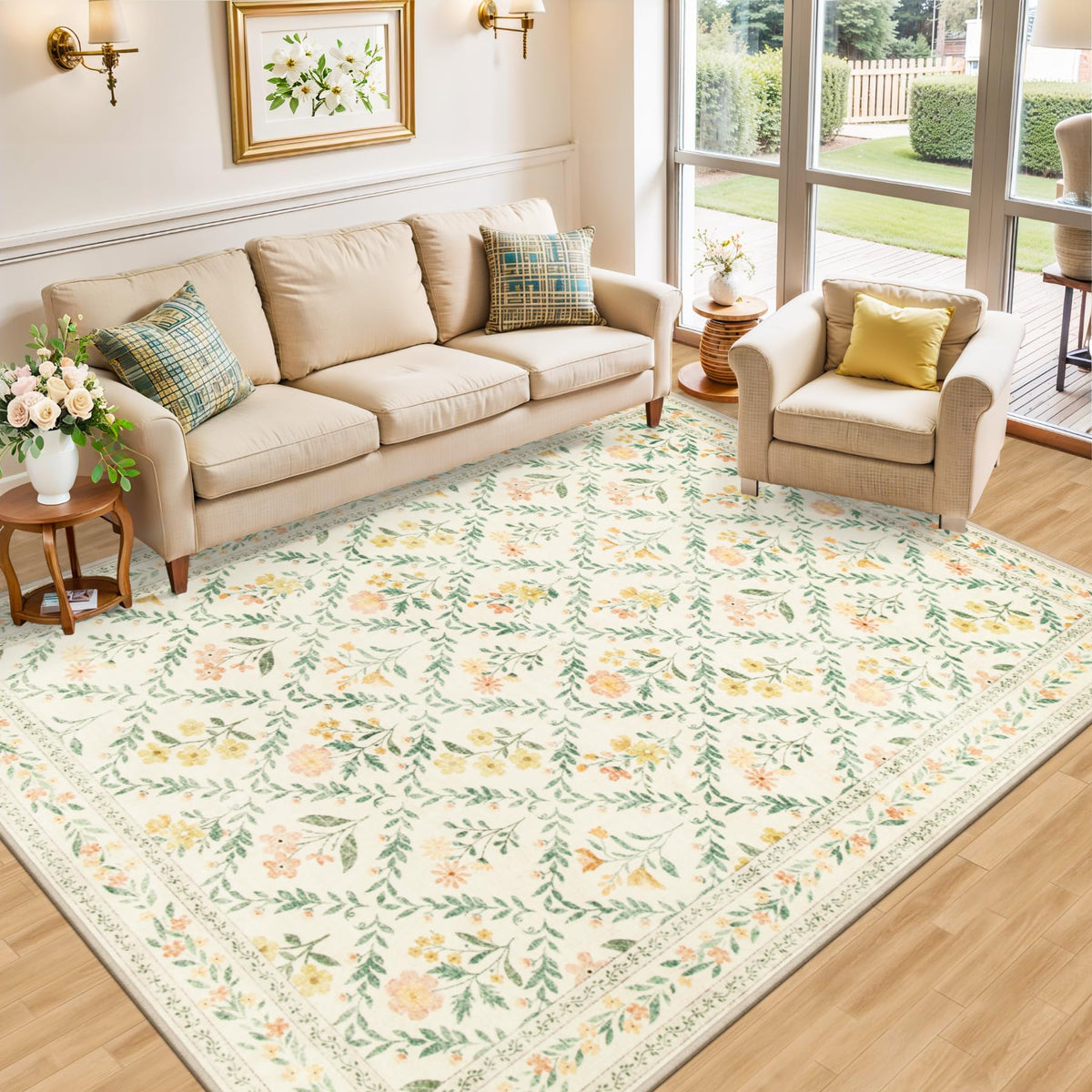 PLHXFR beige multi-pattern closeup shows texture and color depth for versatile decor.