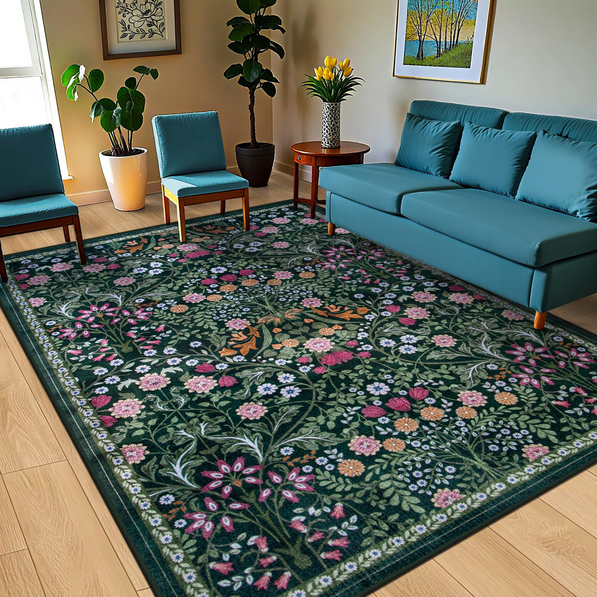 PLHXFR dark green floral pattern close-up shows detailed design