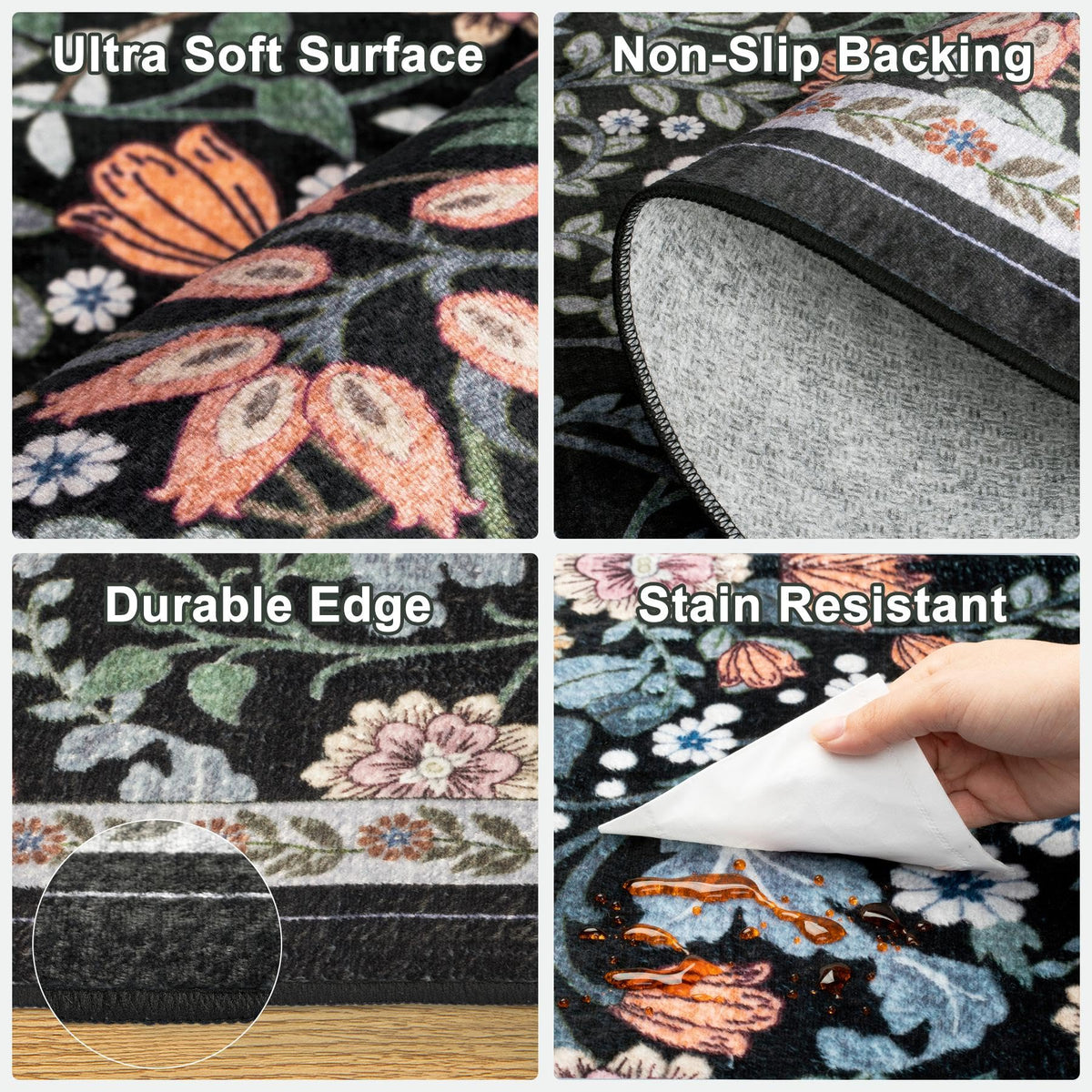 PLHXFR Durable stitching preserves rug appearance in high traffic areas.