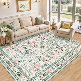 PLHXFR floral rug 8x10 close-up of pattern and texture