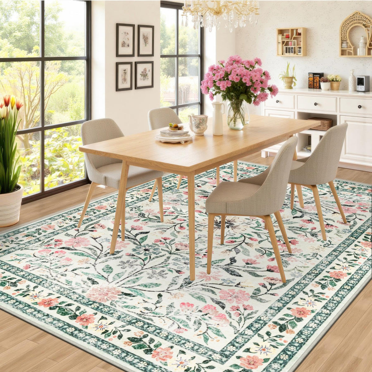 PLHXFR 8x10 dining area rug with stain-resistant surface