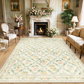 PLHXFR floral rug 8x10 front view adds elegant room richness for living spaces.