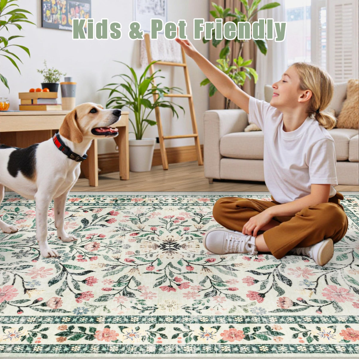 PLHXFR floral rug 8x10 in nursery, skin-friendly and soft