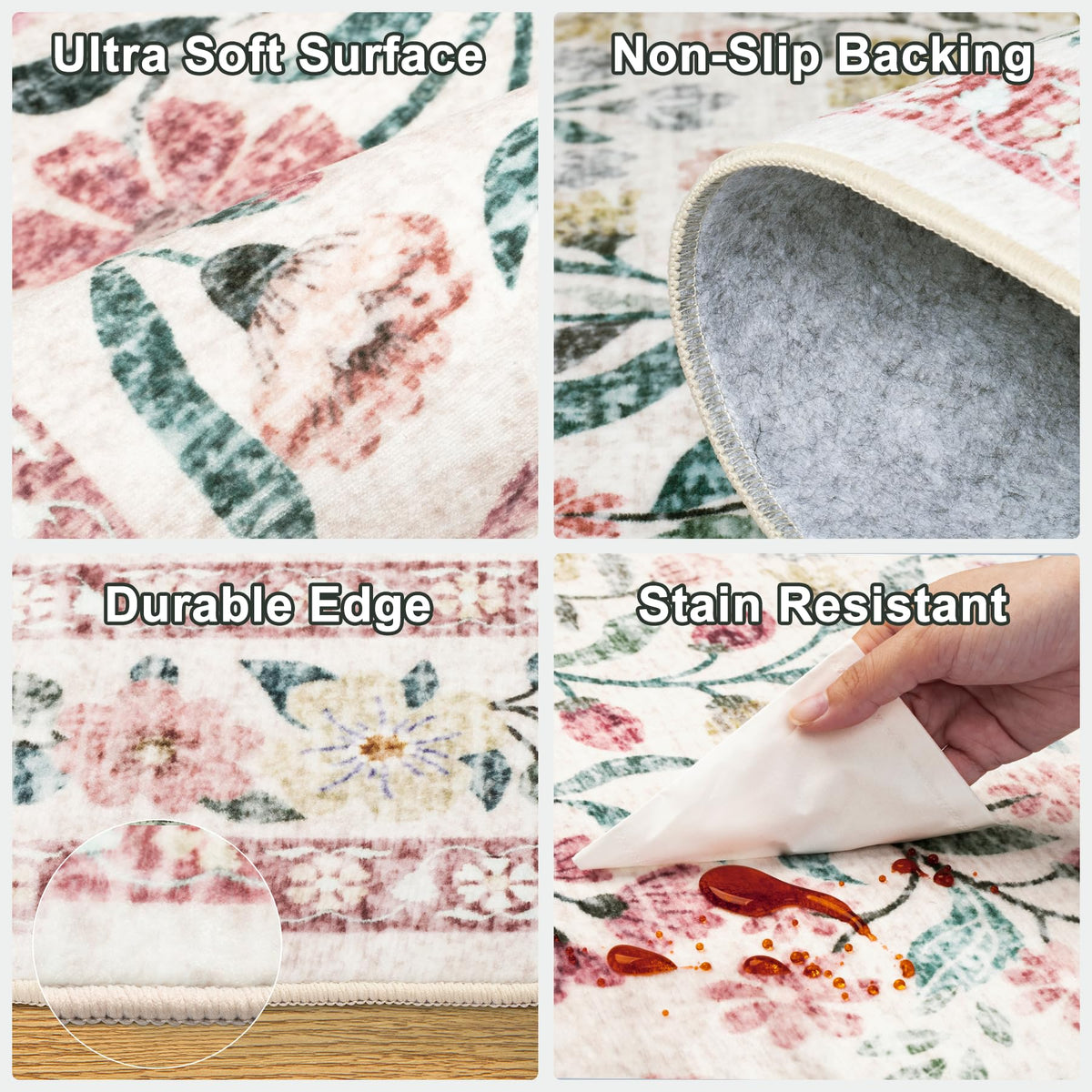 PLHXFR machine washable rug simplifies cleanup after spills.