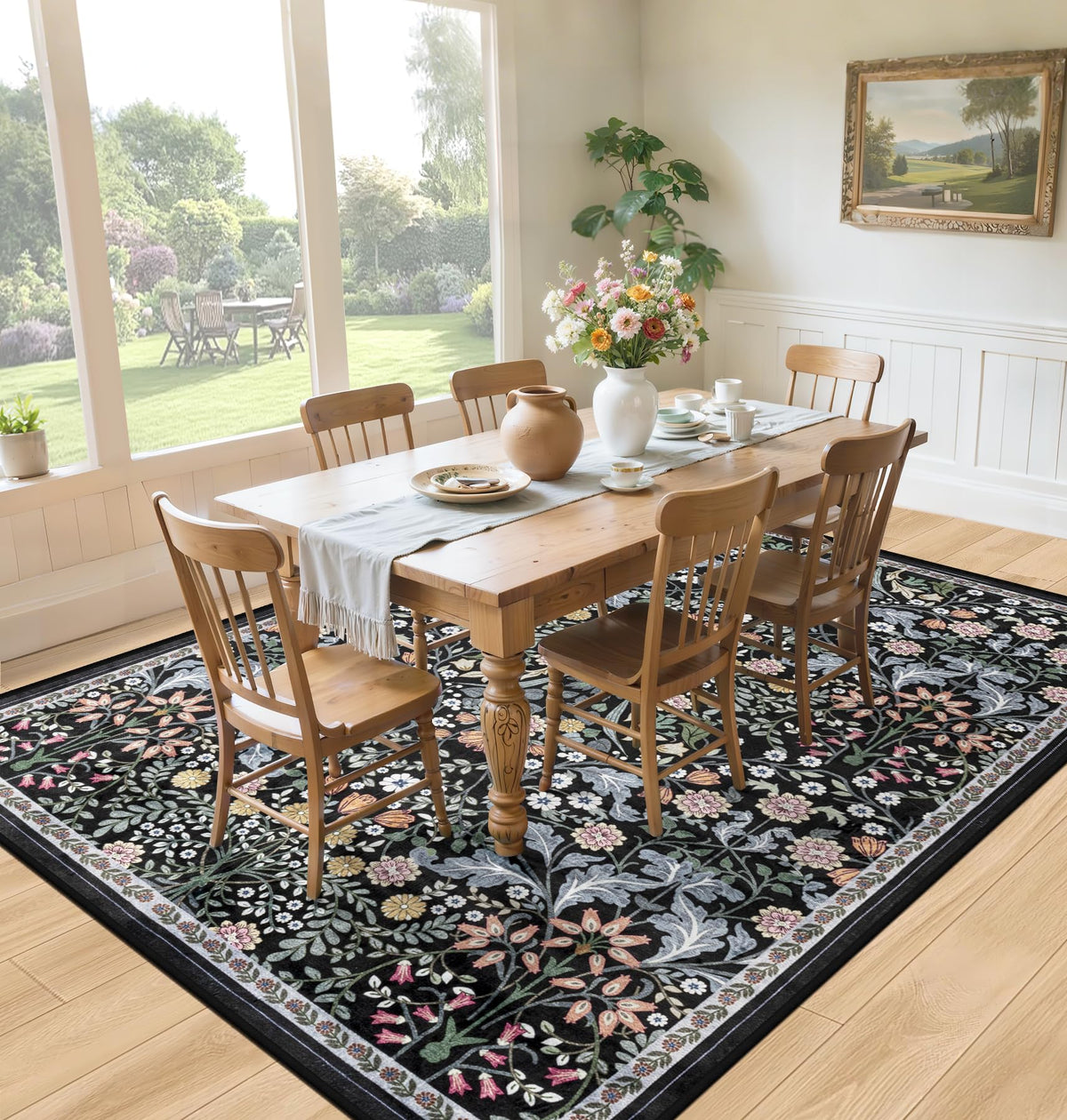 PLHXFR Non slip TPE backing helps keep the rug in place on busy floors.