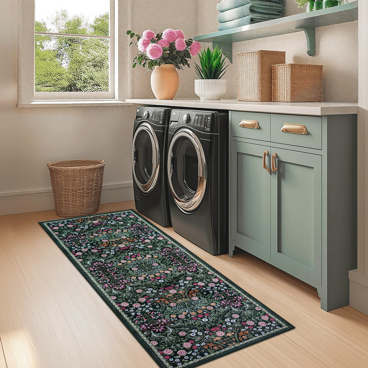 PLHXFR Runner Rug non-slip TPE backing helps keep it in place.