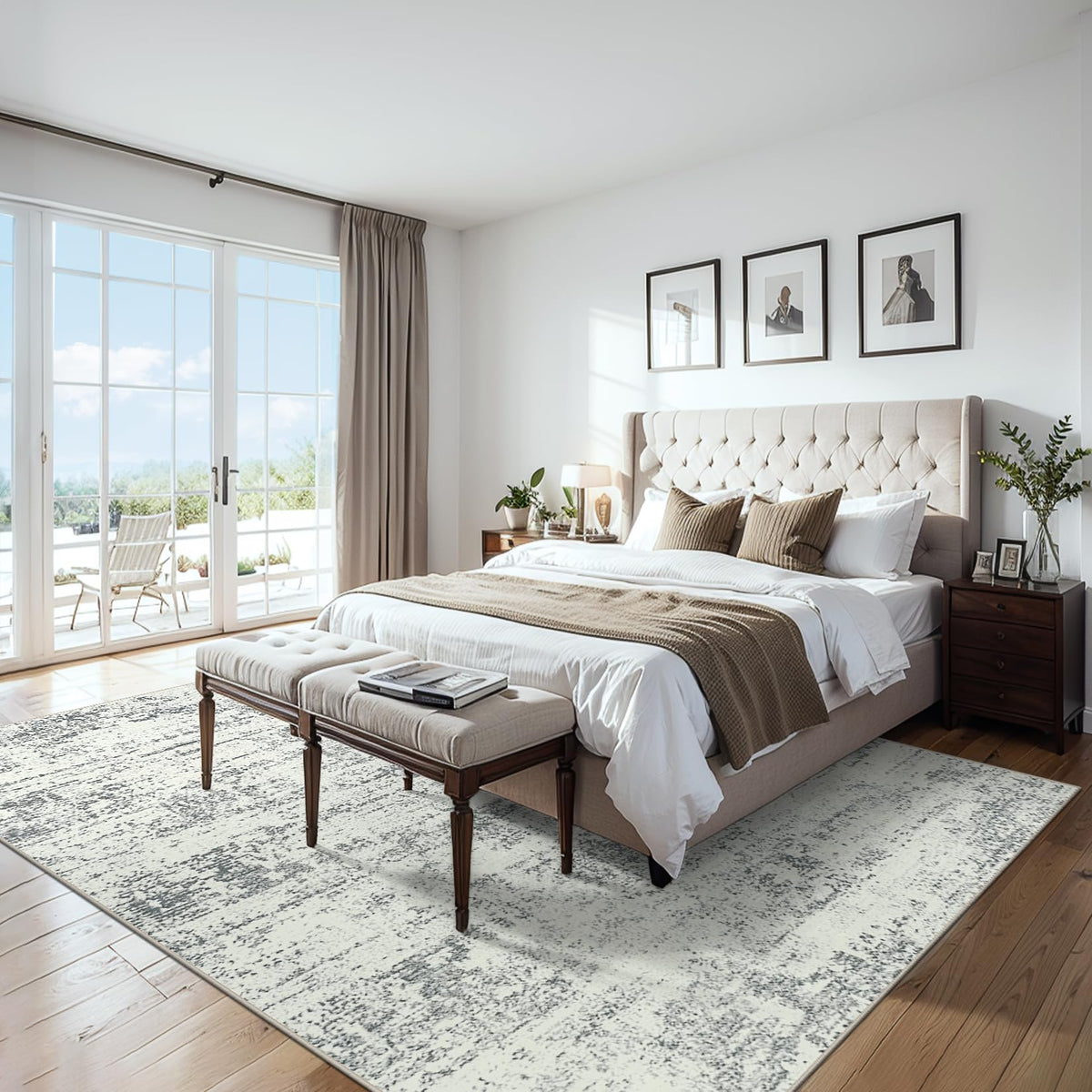 PLHXFR soft low-pile rug provides gentle foot comfort