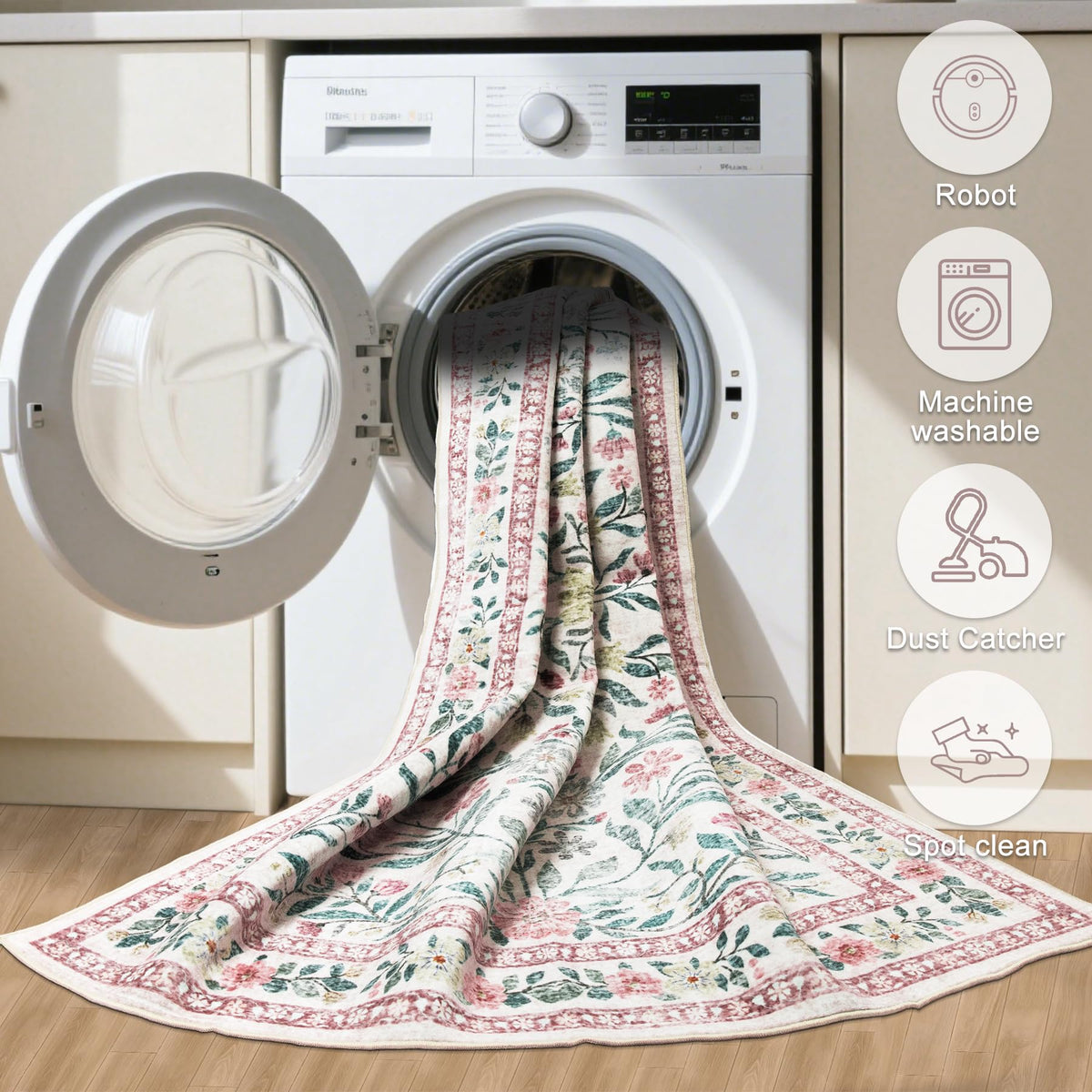 PLHXFR soft low-pile rug offers easy cleaning and daily comfort.