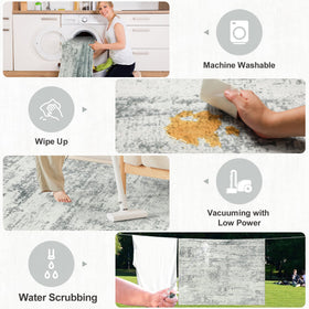 PLHXFR stain-resistant gray rug resists everyday spills