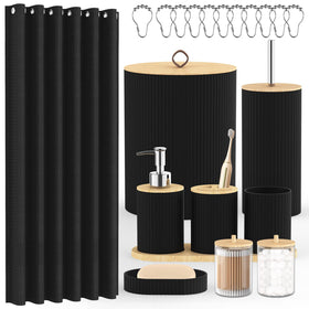 pliow bathroom set curtain in matte black ideal for modern bathrooms