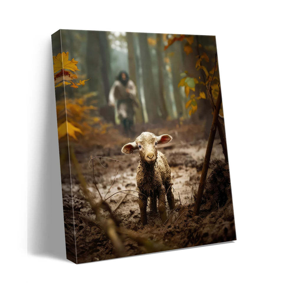 Ploceiny Jesus and Lamb canvas wall art for peaceful home decor