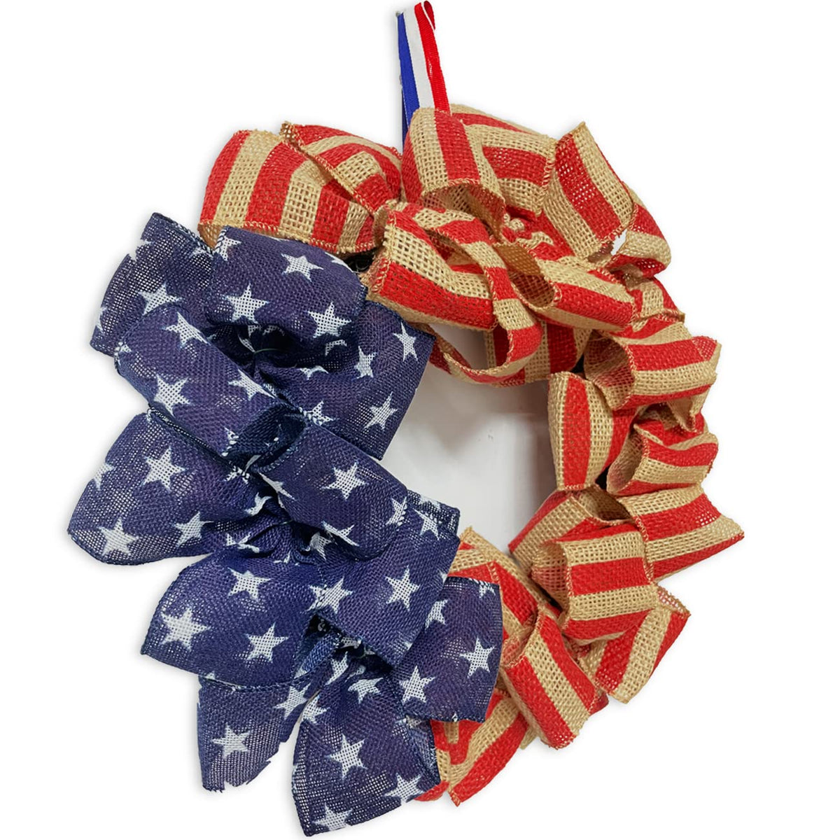 PLOEOUAR front-door wreath with star stripes invites celebration.
