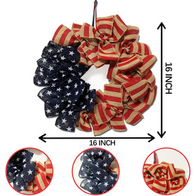 PLOEOUAR navy, red, cream wreath adds festive patriotism to doors.