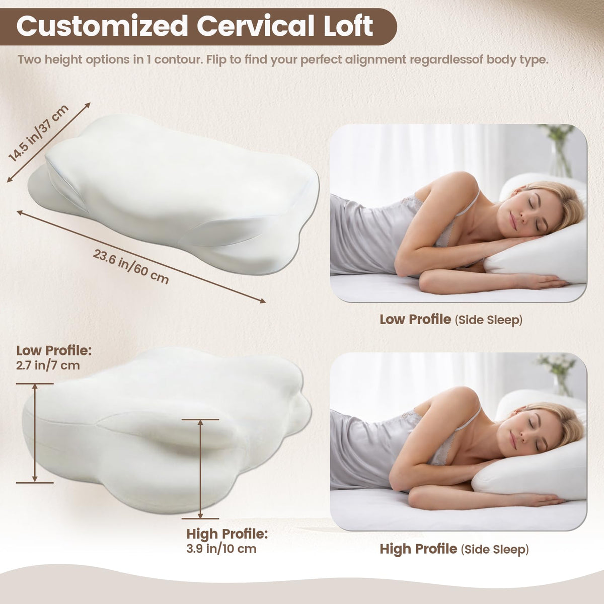 Ploithic arm-tunnel design relieves shoulder pressure for comfortable side sleeping