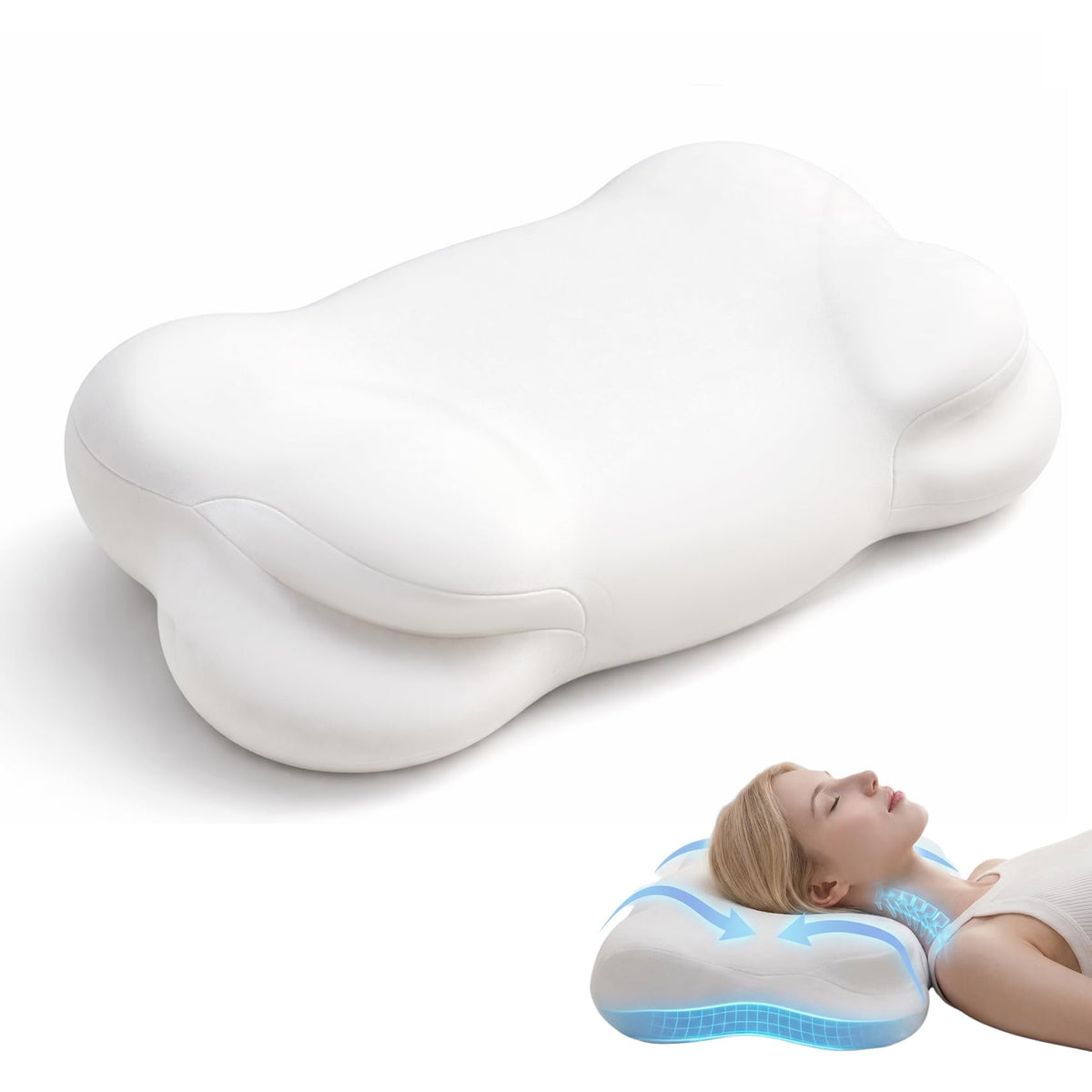 Ploithic New 2.0 Cloud Pillow dual loft edge for customizable neck support during sleep
