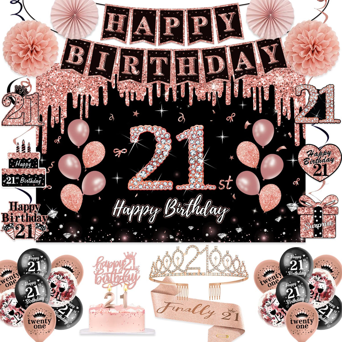 PLOZZY rose gold crown adds a regal touch to 21st birthday photos.