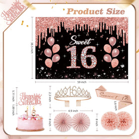 PLOZZY Sweet 16 backdrop panel creates a stylish photo wall