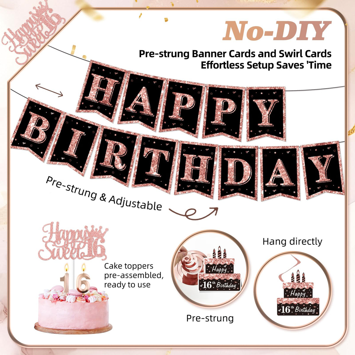PLOZZY Sweet 16 pre-strung banner for quick setup