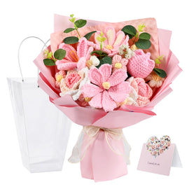 Plukers pink-white crochet bouquet for long-lasting home decor