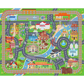 Plumlik car rug's traffic signs detail helps kids recognize signals during pretend drives.