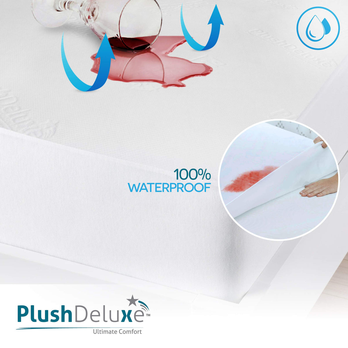 PlushDeluxe bamboo fabric breathes and wicks moisture for cool sleep.