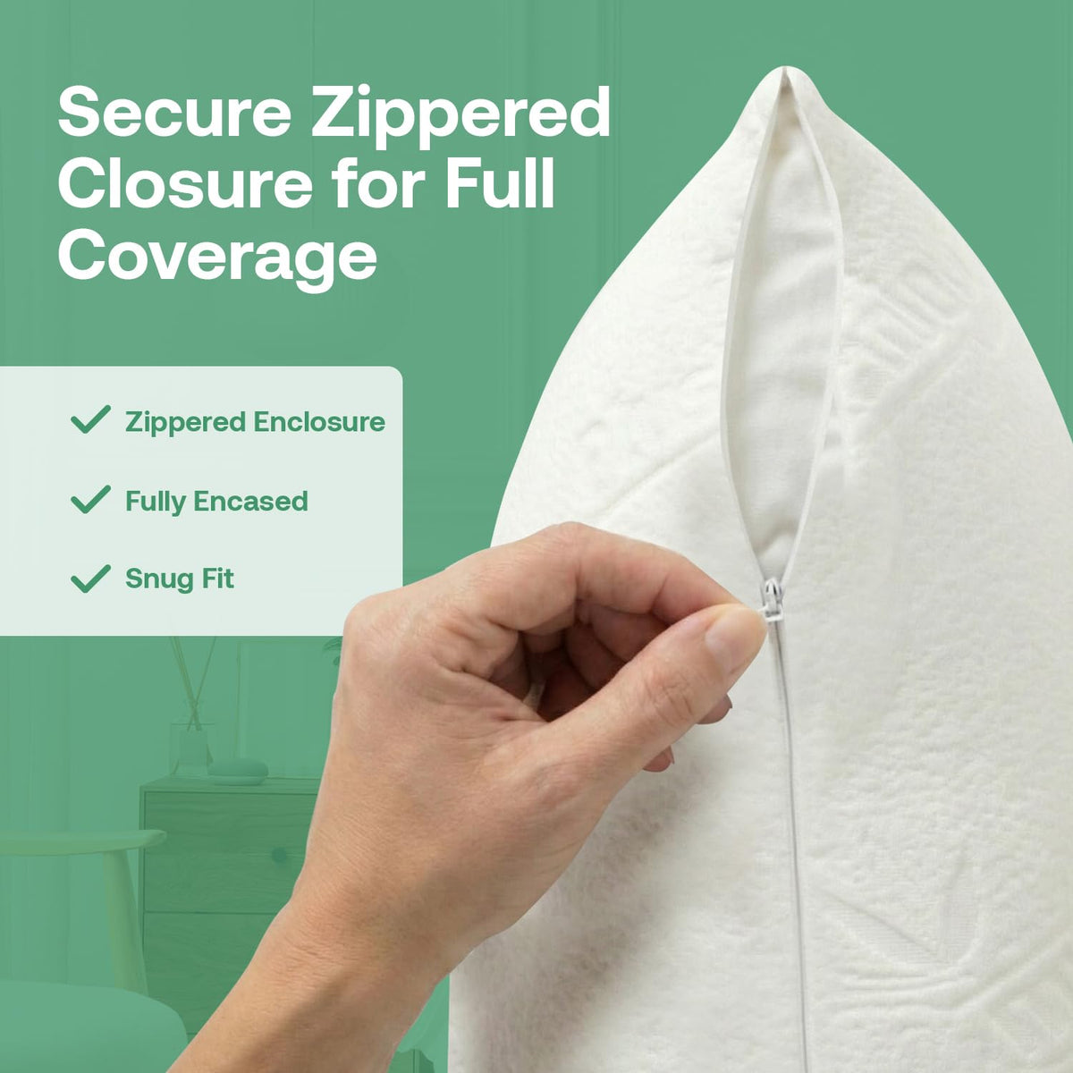 PlushDeluxe machine-washable protectors simplify care while maintaining loft.