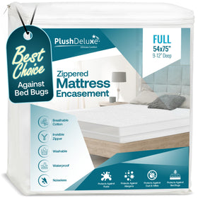 PlushDeluxe mattress encasement zipper-closure for secure daily protection.