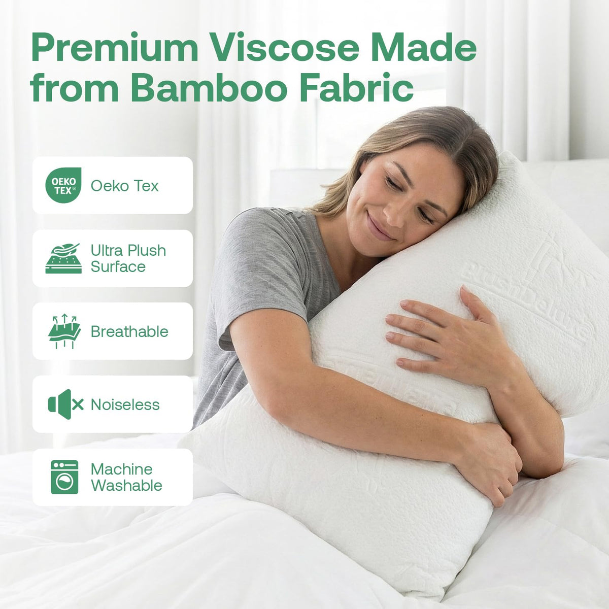 PlushDeluxe queen-size two-pack fits 20 x 32 inch pillows for home use.