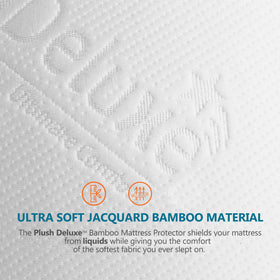 PlushDeluxe waterproof layer demonstrates spill protection on the mattress protector.