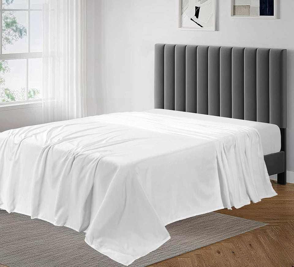 PLUSHY COMFORT luxury king flat sheet closeup fabric shows soft breathable cotton