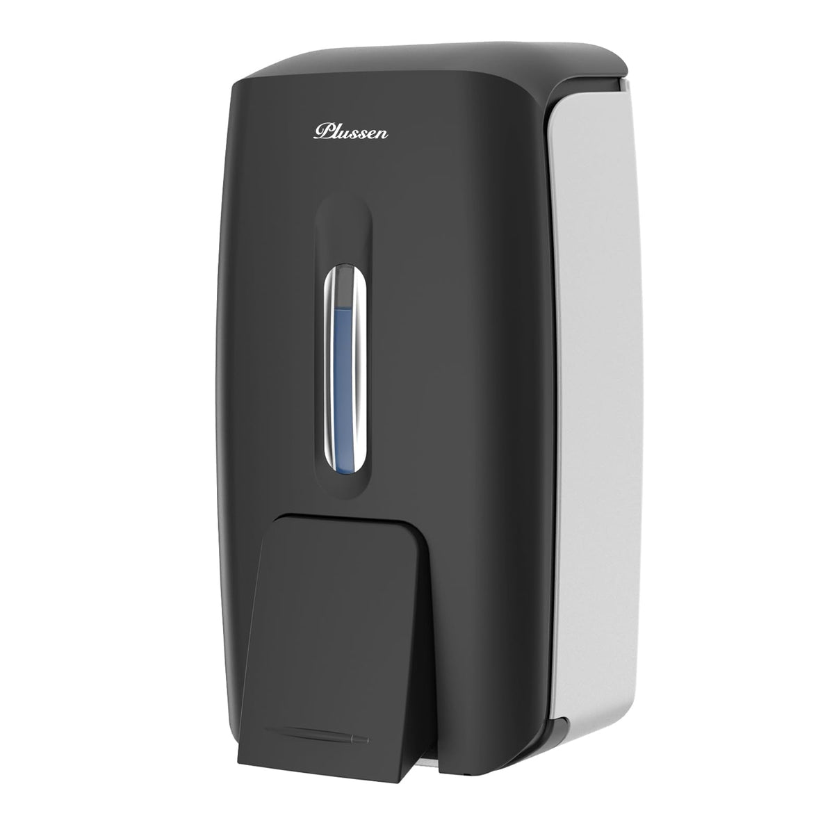 PLUSSEN 800ml wall-mounted dispenser front view for a sleek bathroom look and easy access.