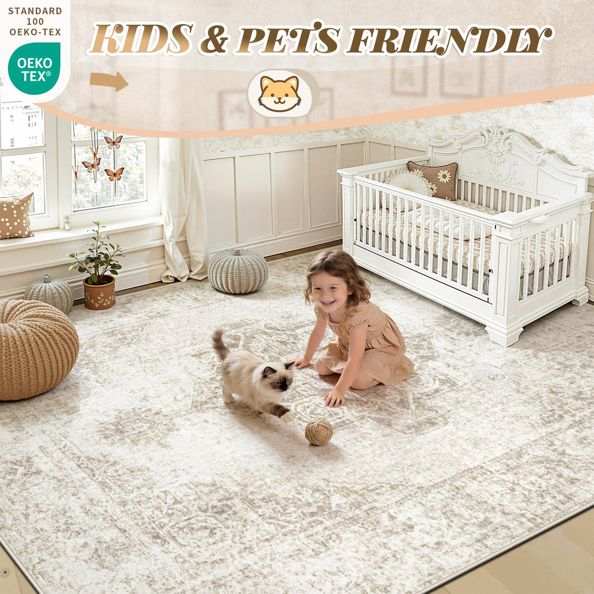 PMTSNS 8x10 rug non-slip backing keeps spaces safe in high-traffic areas.