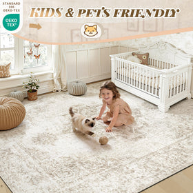 PMTSNS 8x10 rug non-slip backing keeps spaces safe in high-traffic areas.