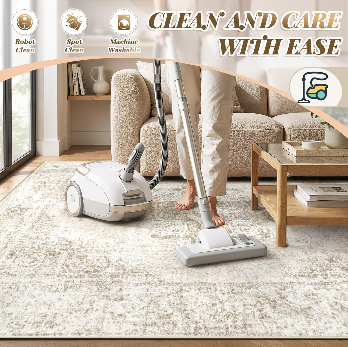 PMTSNS rug soft texture delivers cozy underfoot comfort in any seating area.